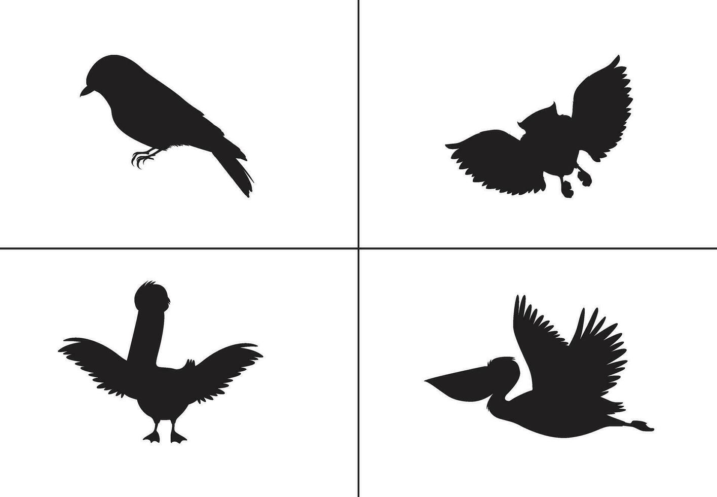 FLAT DESIGN Bird SILHOUETTE SET ,bird, black icon, bird art ,bird tatto, vector