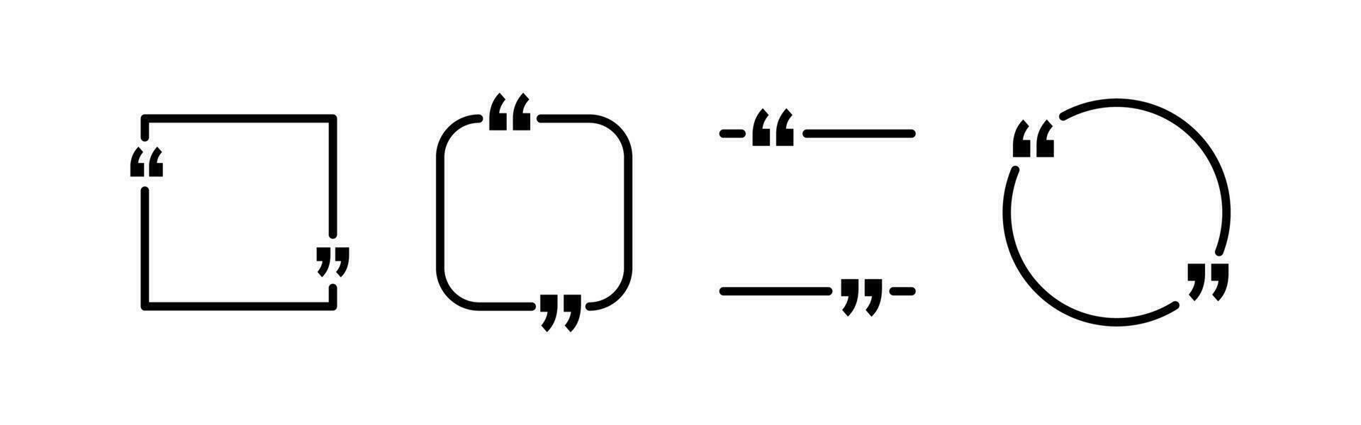 Quoting box set. Quote frame with quotation marks. Speech bubble for text. vector