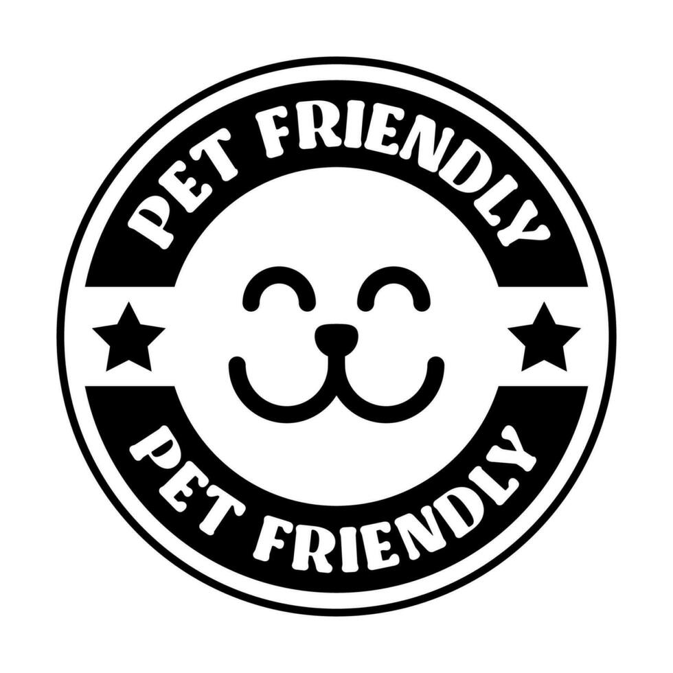 Pet friendly badge stamp. This space allows mascots. Dogs and cats are welcome. vector