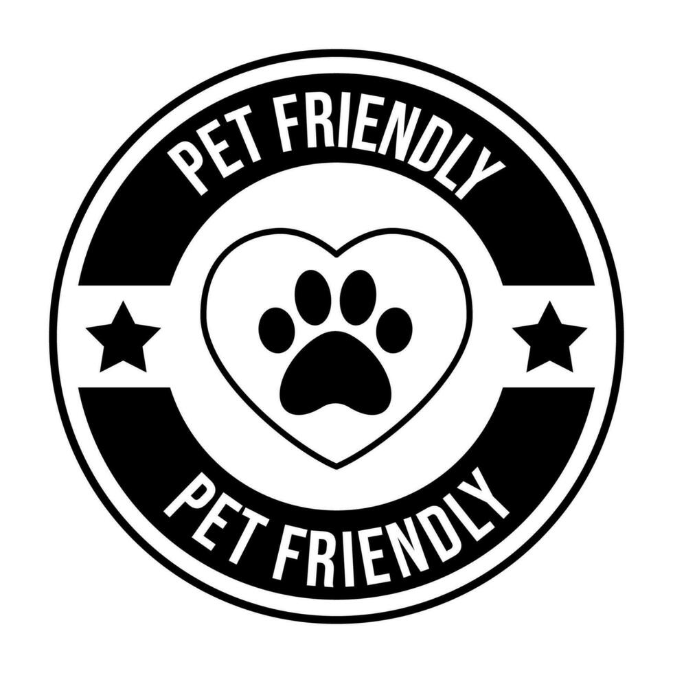 Pet friendly badge stamp. This space allows mascots. Dogs and cats are welcome. vector