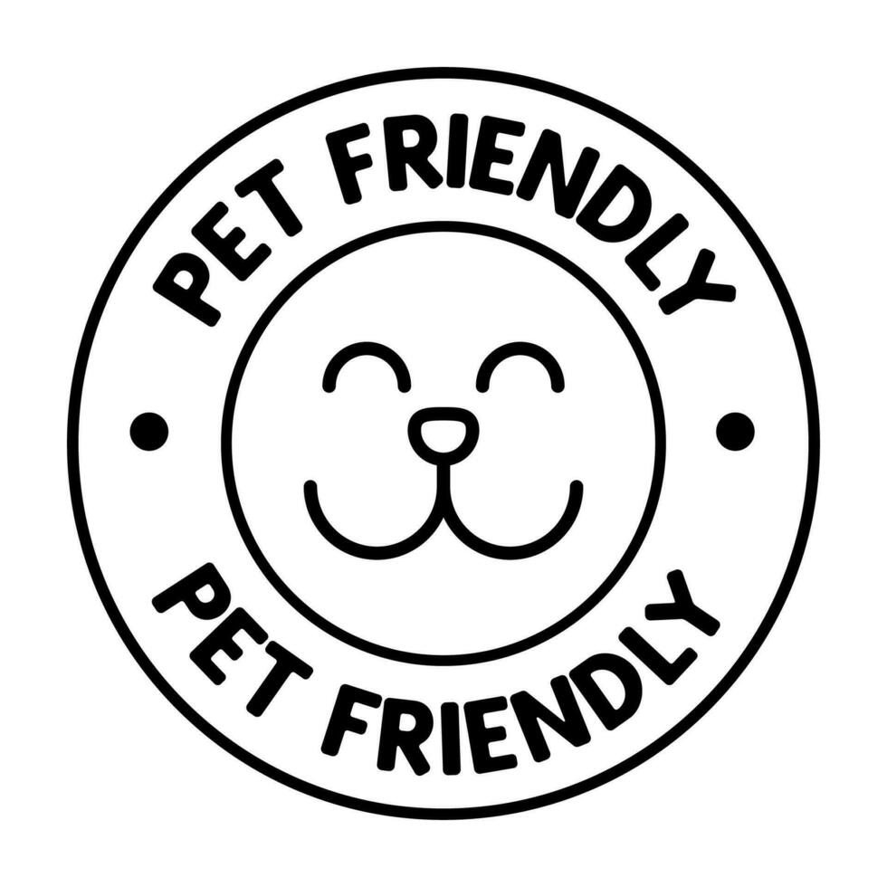 Pet friendly badge stamp. This space allows mascots. Dogs and cats are welcome. vector