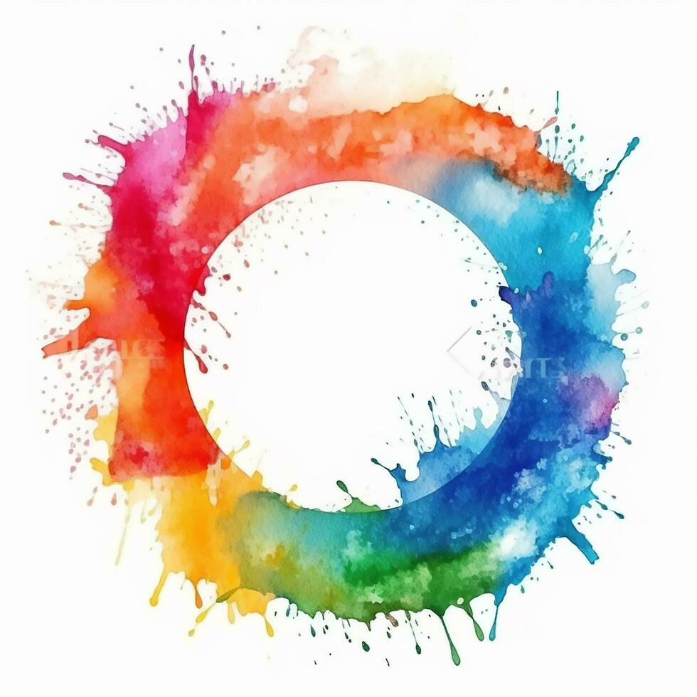 Watercolor splash circular on white background photo