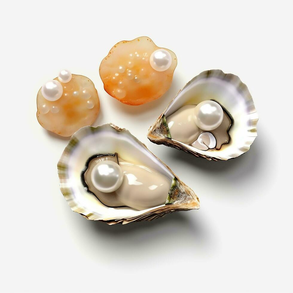 Pearls and oyster shells photo