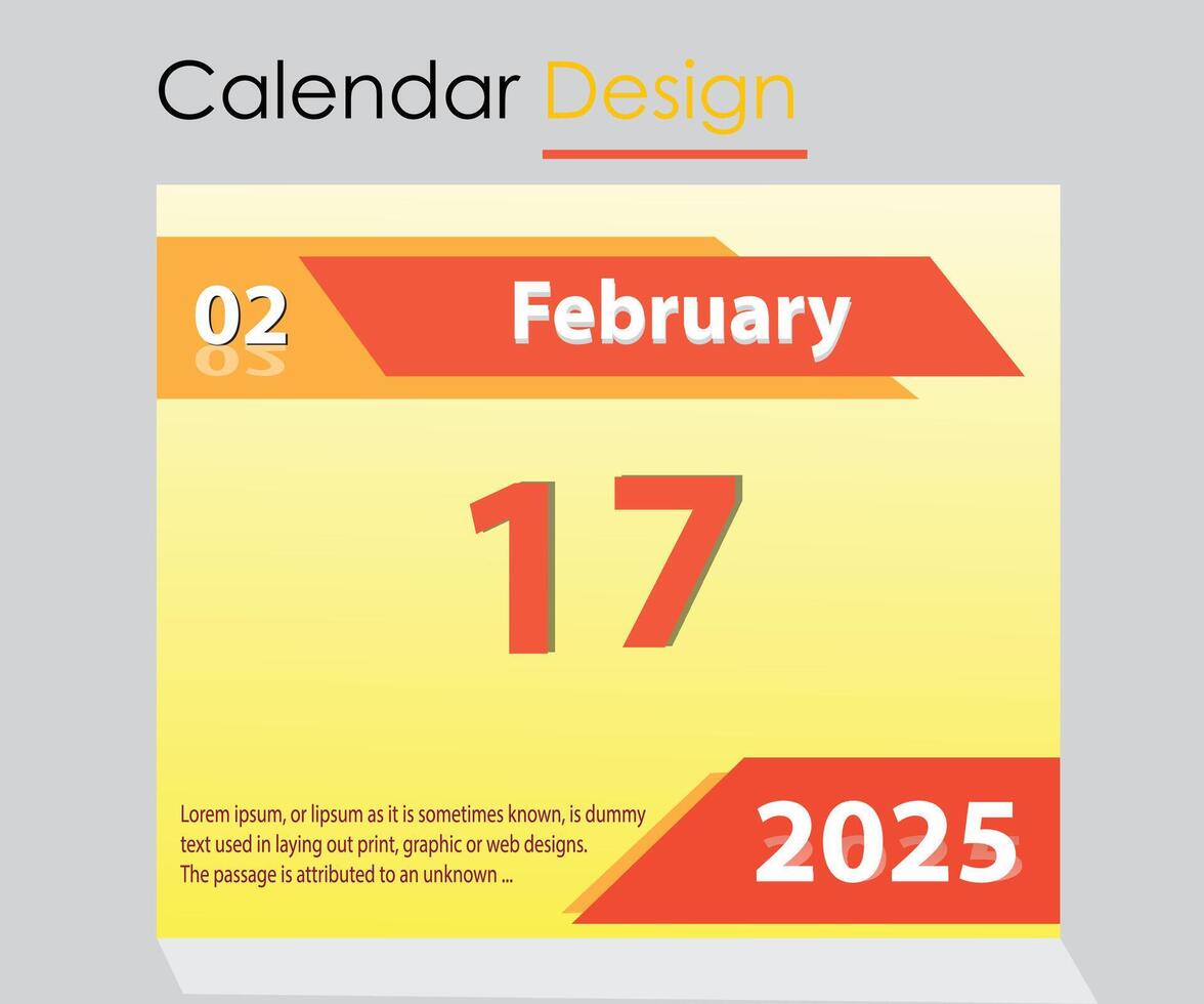 17 February 2025 monthly or Daily calendar design 26638463 Vector Art