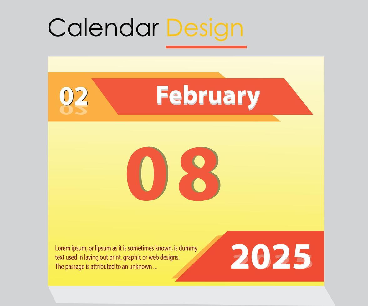 08 febrero 2025 mensual o diario calendario diseño 26638471 Vector en