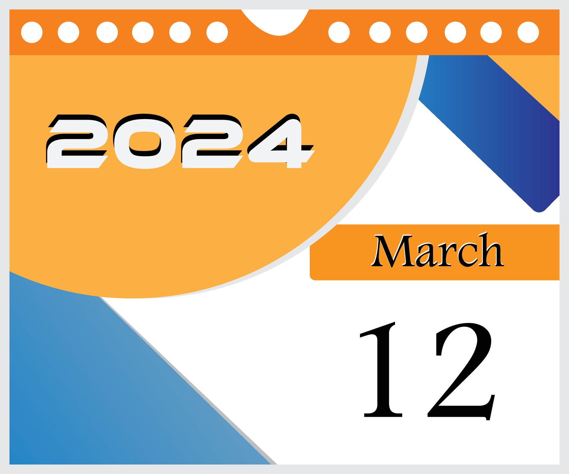 12 marzo 2024 mensual y diario calendario diseño 26638476 Vector en