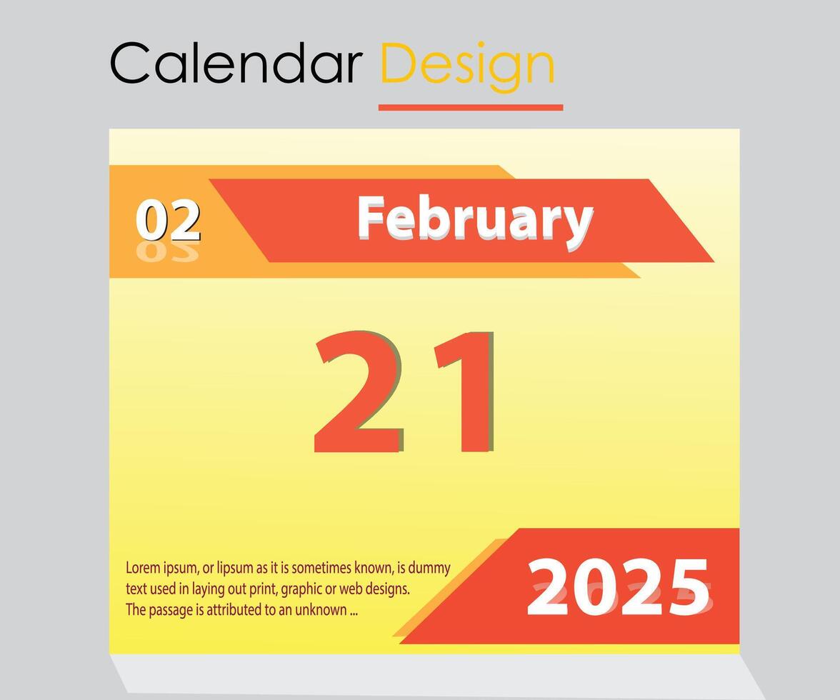 21 febrero 2025 mensual o diario calendario diseño 26638507 Vector en