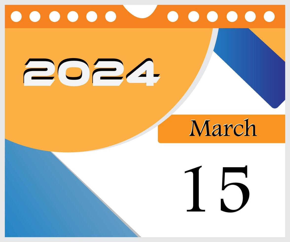 15 marzo 2024 mensual y diario calendario diseño 26638521 Vector en