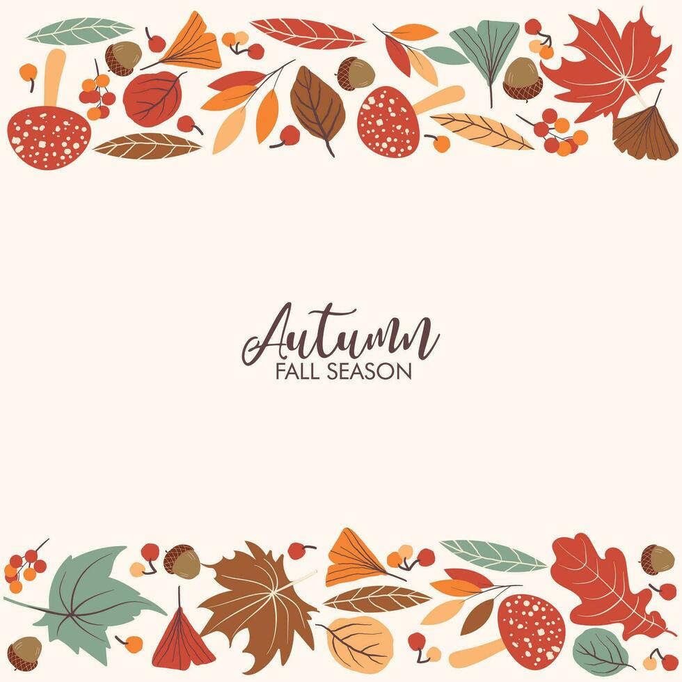 Autumn seamless pattern with different leaves vector