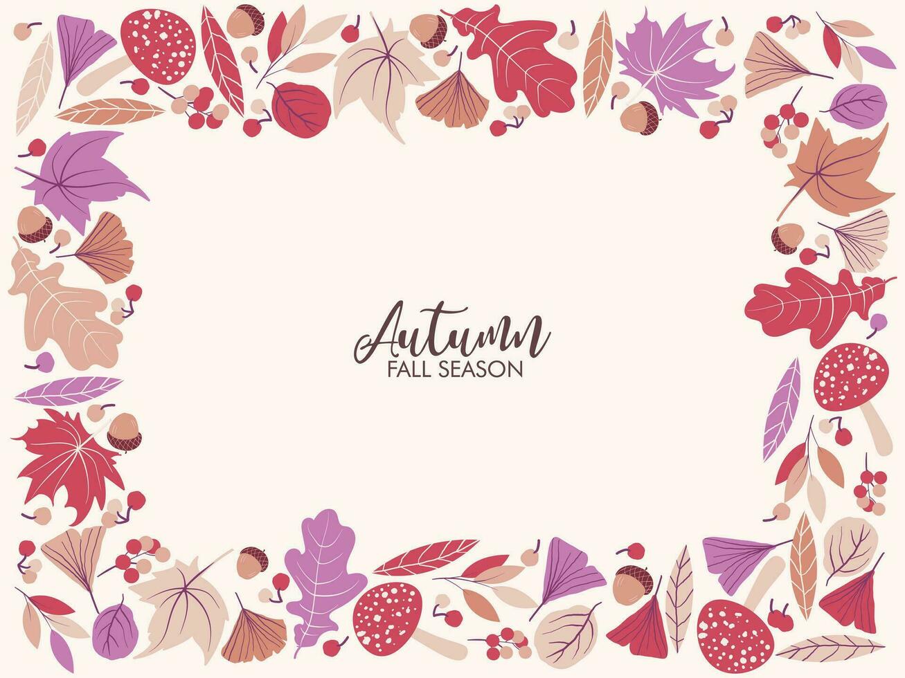 Autumn seamless pattern with different leaves vector