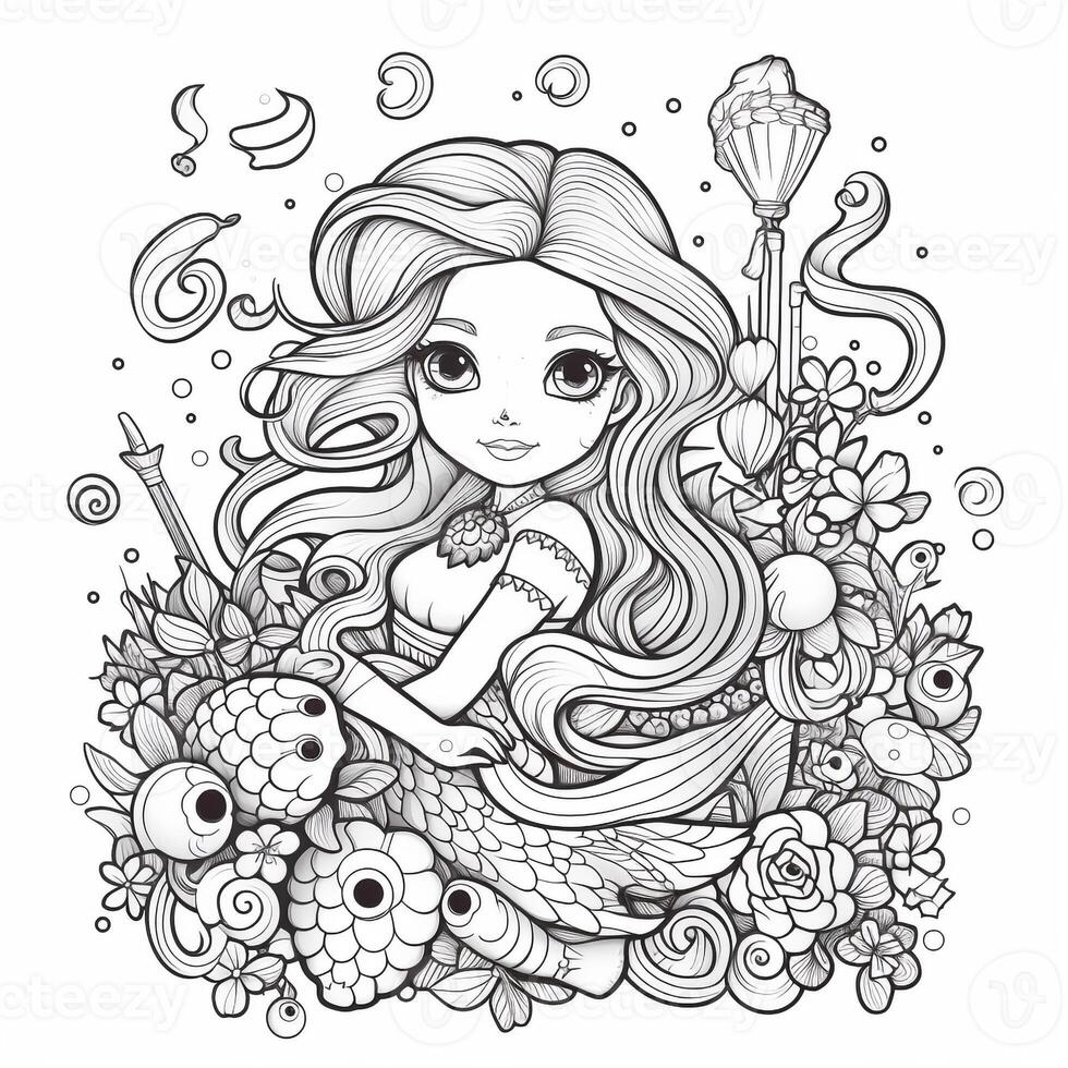 Mermaid Coloring Pages For Kids photo