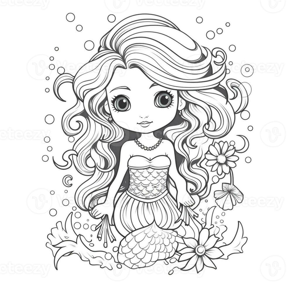 Mermaid Coloring Pages For Kids photo