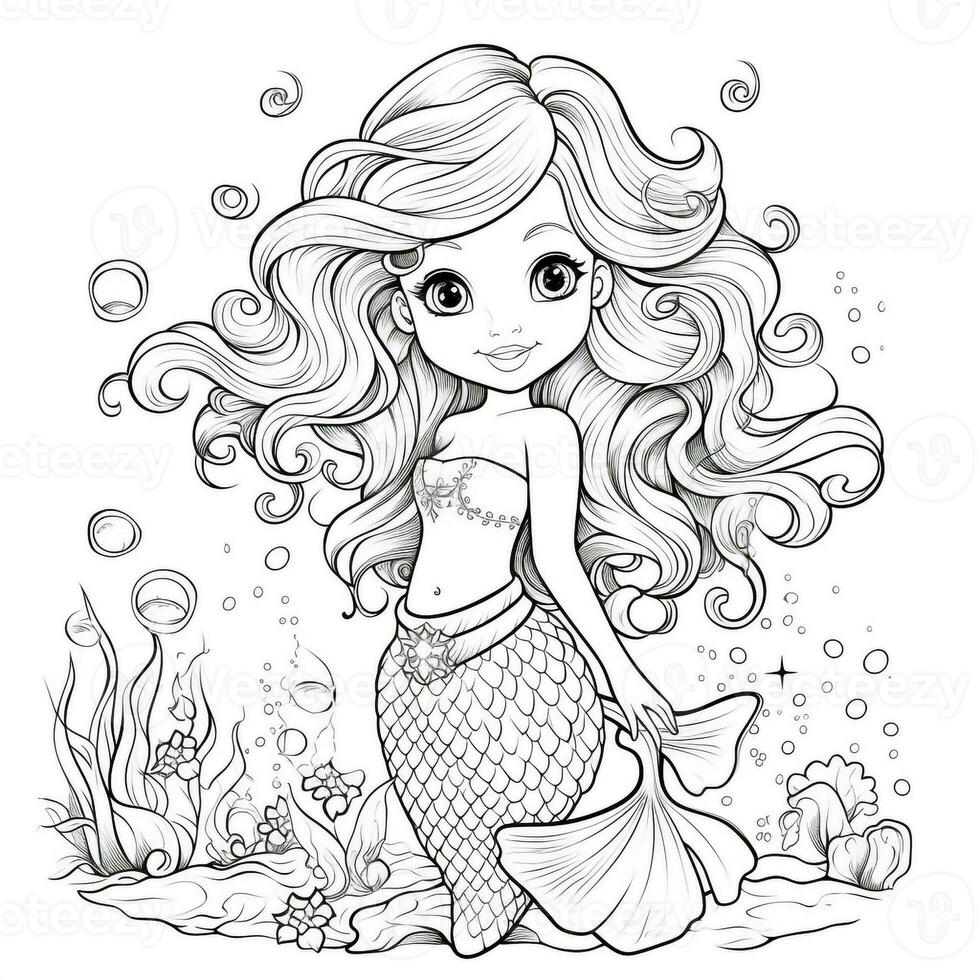 Mermaid Coloring Pages For Kids photo