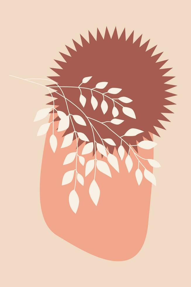 Plant branch and simple shapes. vector