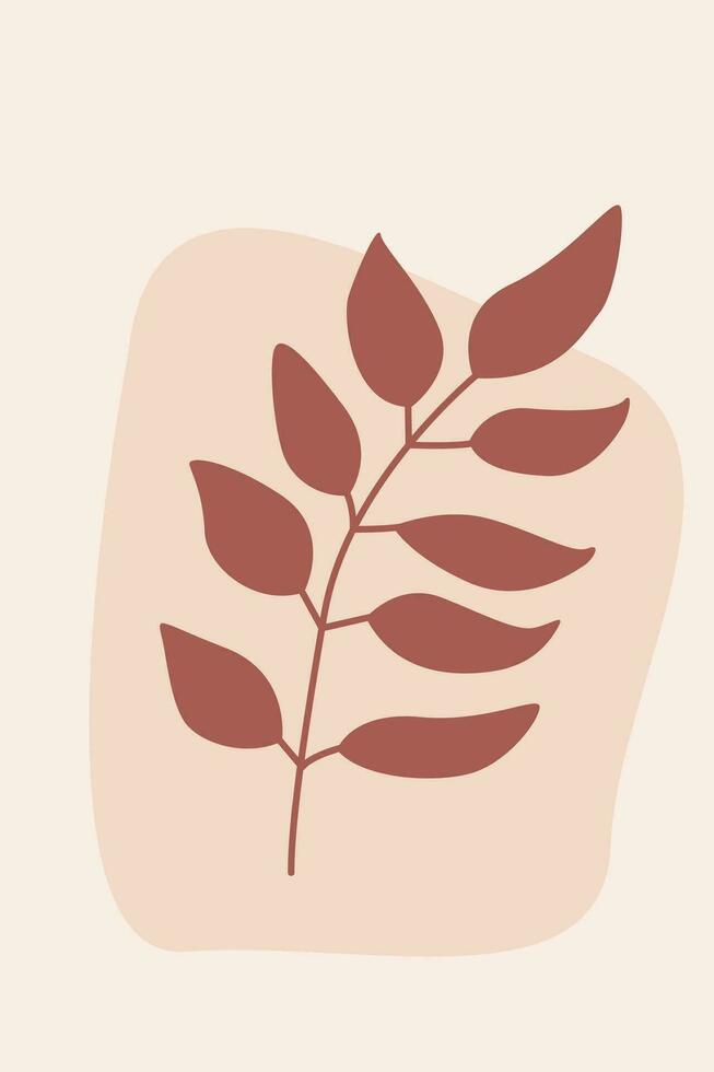 Leaf pattern background. Minimalist boho abstract print for design poster, party invitation, souvenir shop flyer, t shirt print vector