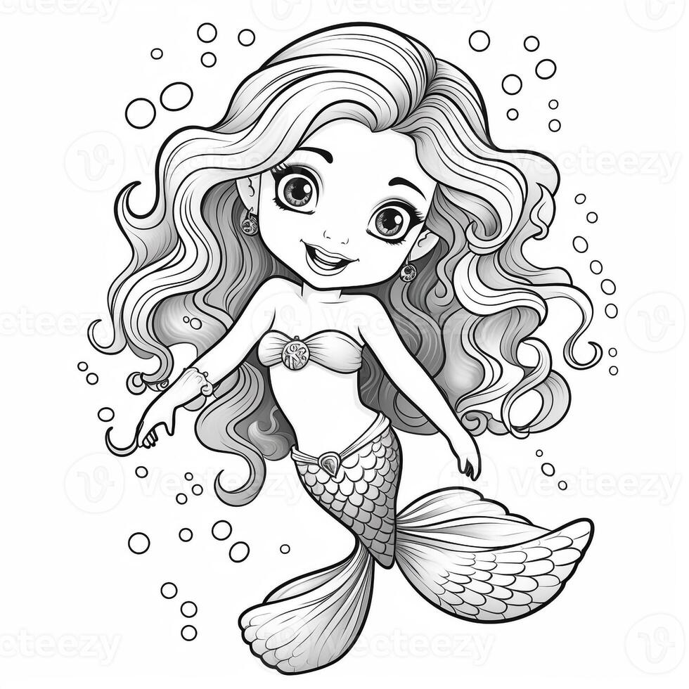 Mermaid Coloring Pages For Kids photo