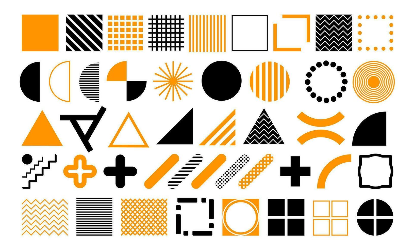 Big set of variant memphis style geometric square elements vector