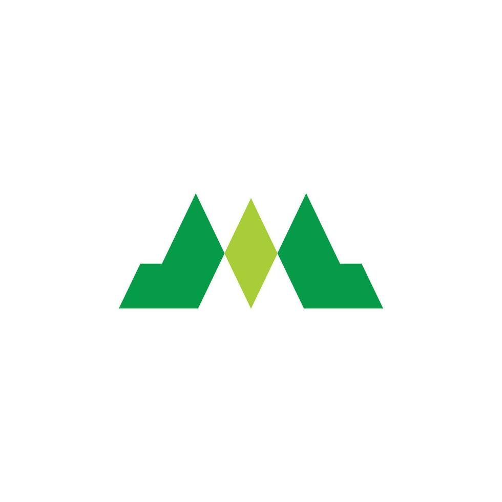 letter m abstract mountain green tree forest logo vector