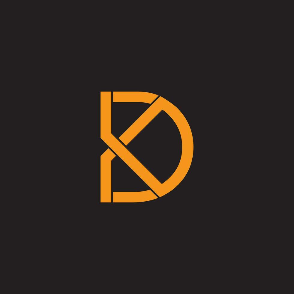 letter dk simple linked line logo vector