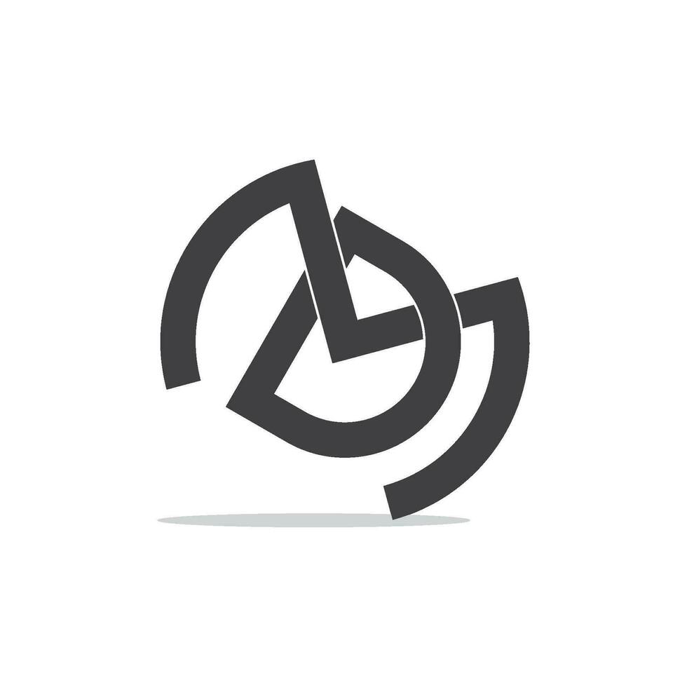 letter md overlapping shadow design logo vector