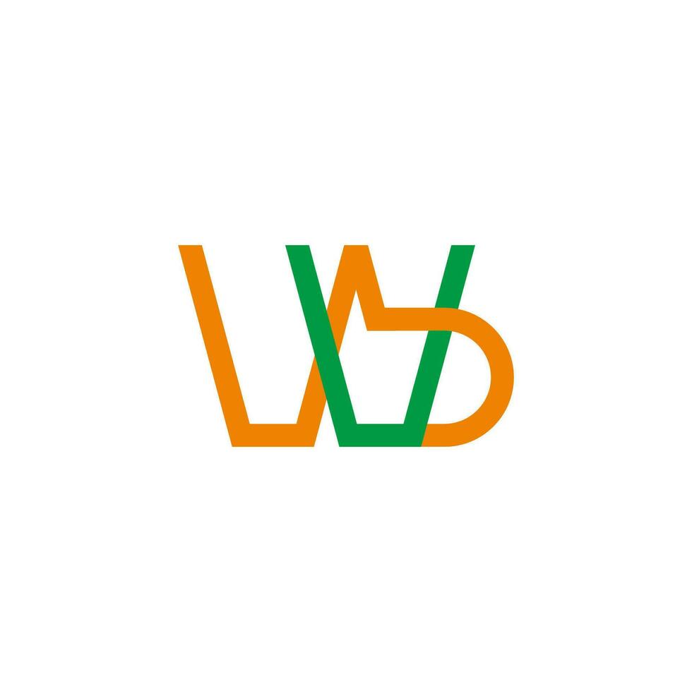 letter wb simple overlapping line colorful logo vector