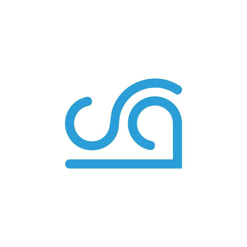 abstract blue motion waves linear symbol logo vector