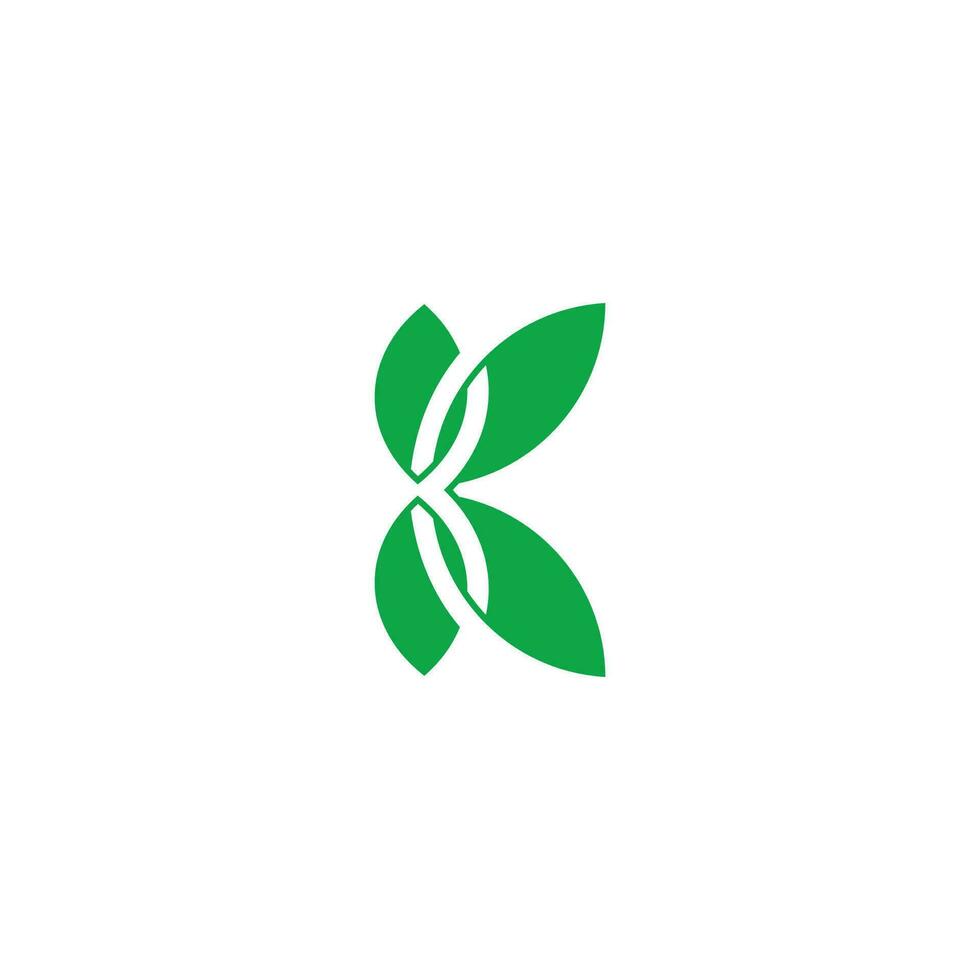 letter k green leaf nature symbol overlapping geometric logo vector