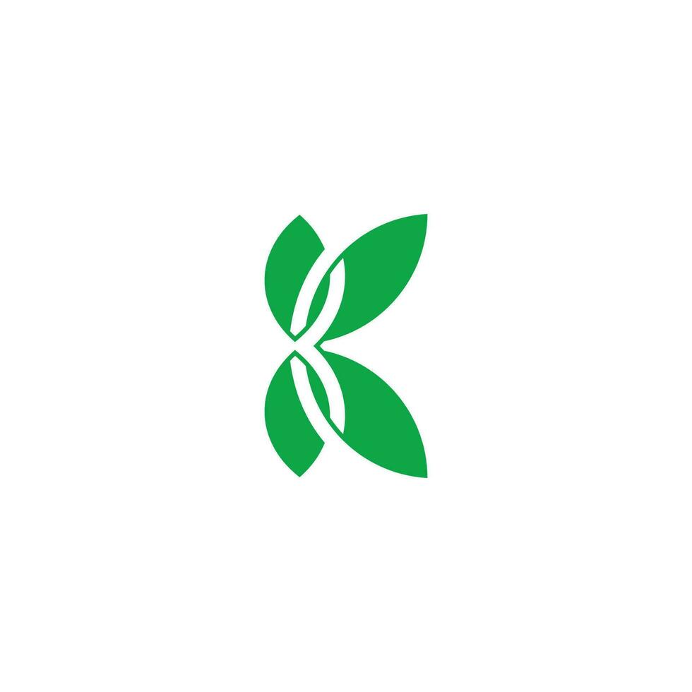 letter k green leaf nature symbol overlapping geometric logo vector