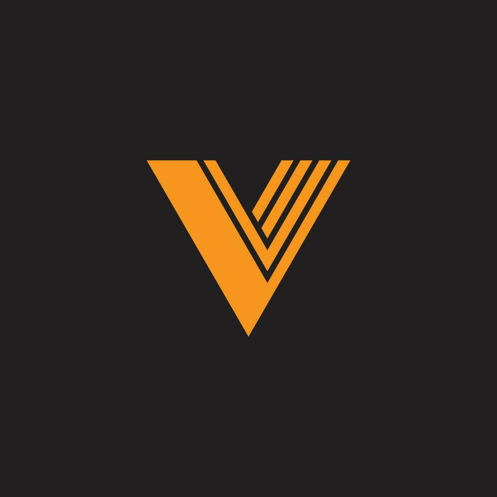 letter v orange color elegant simple logo vector