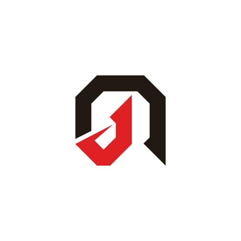 letter nj slice geometric simple logo vector