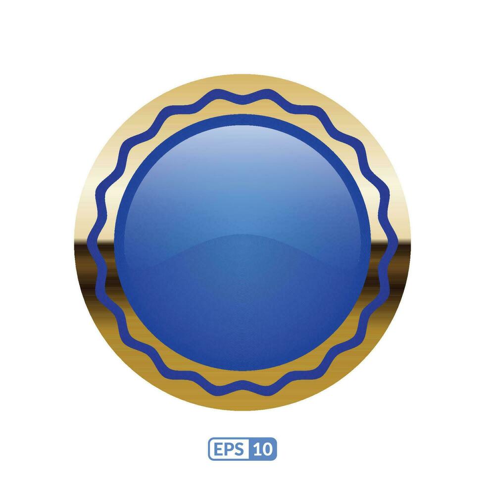 3d oro marco lujo azul insignia. vector