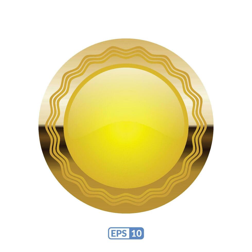 3d oro marco lujo circulo insignia. vector