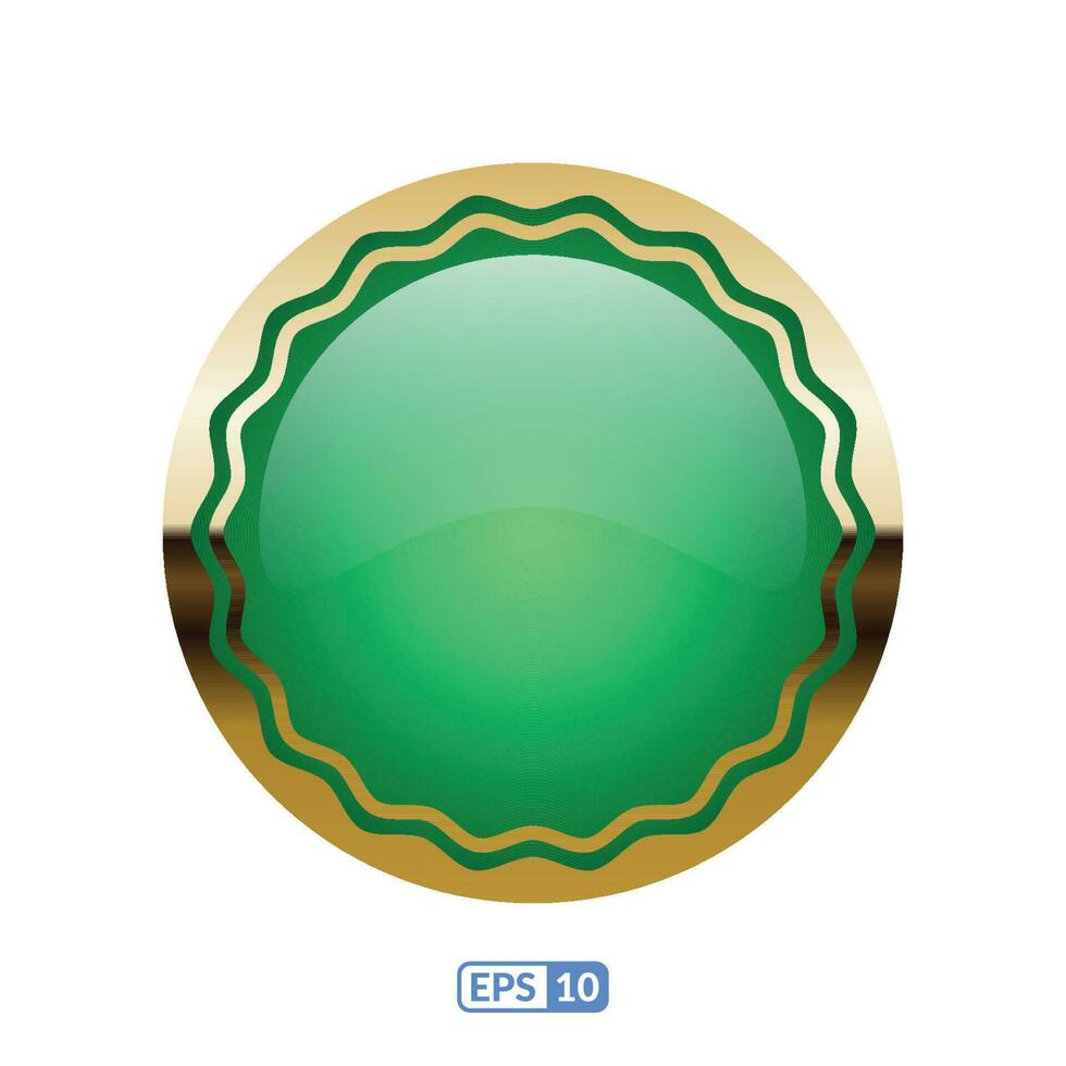 3d oro marco lujo jade verde botón ilustración. vector