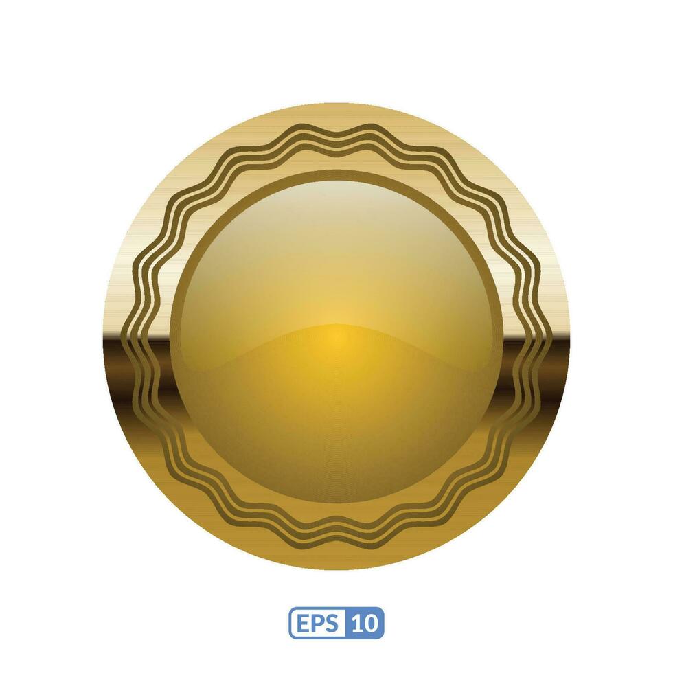 3d oro marco lujo profundo amarillo circulo Insignia y etiqueta eps10. vector