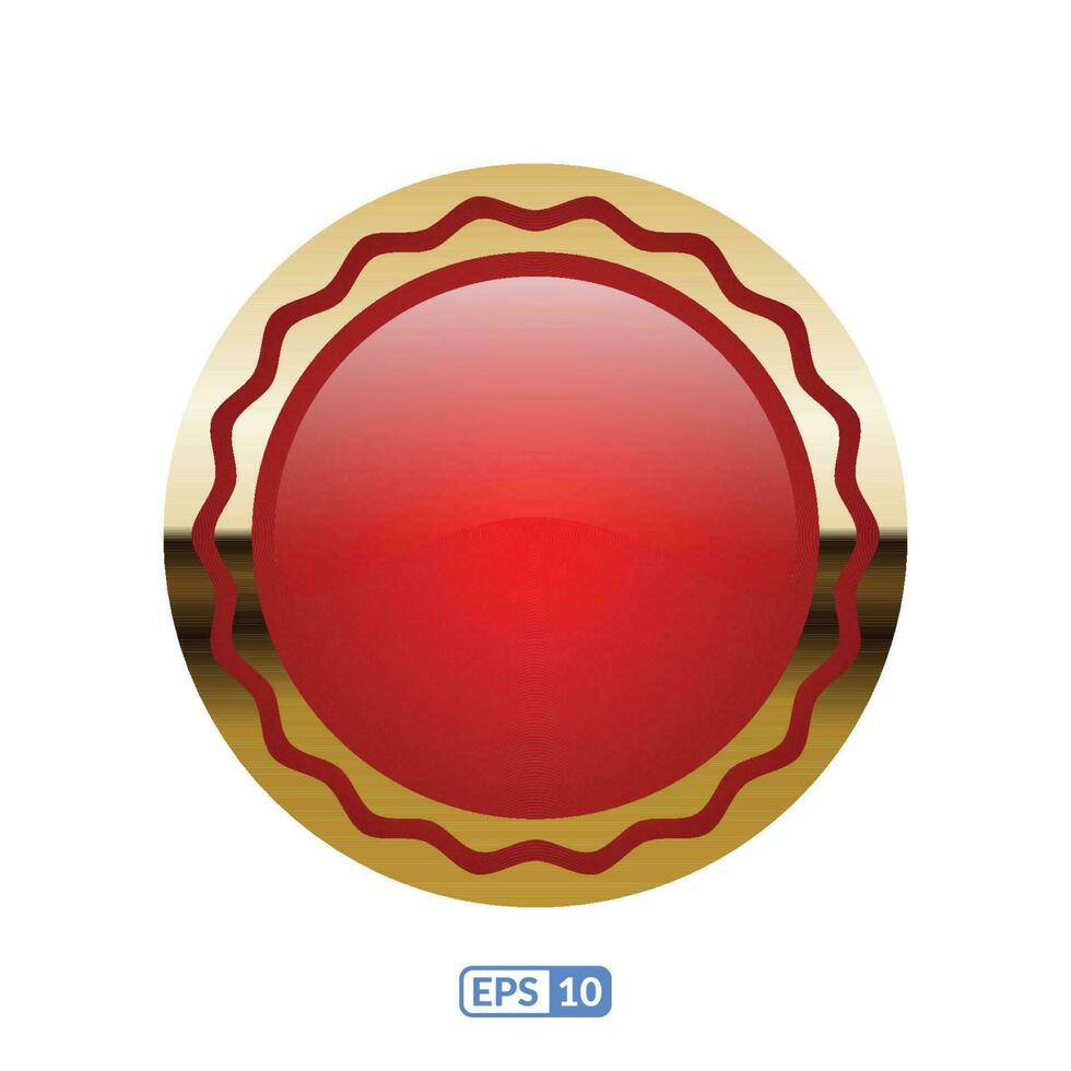 3d oro marco lujo rojo insignia. vector