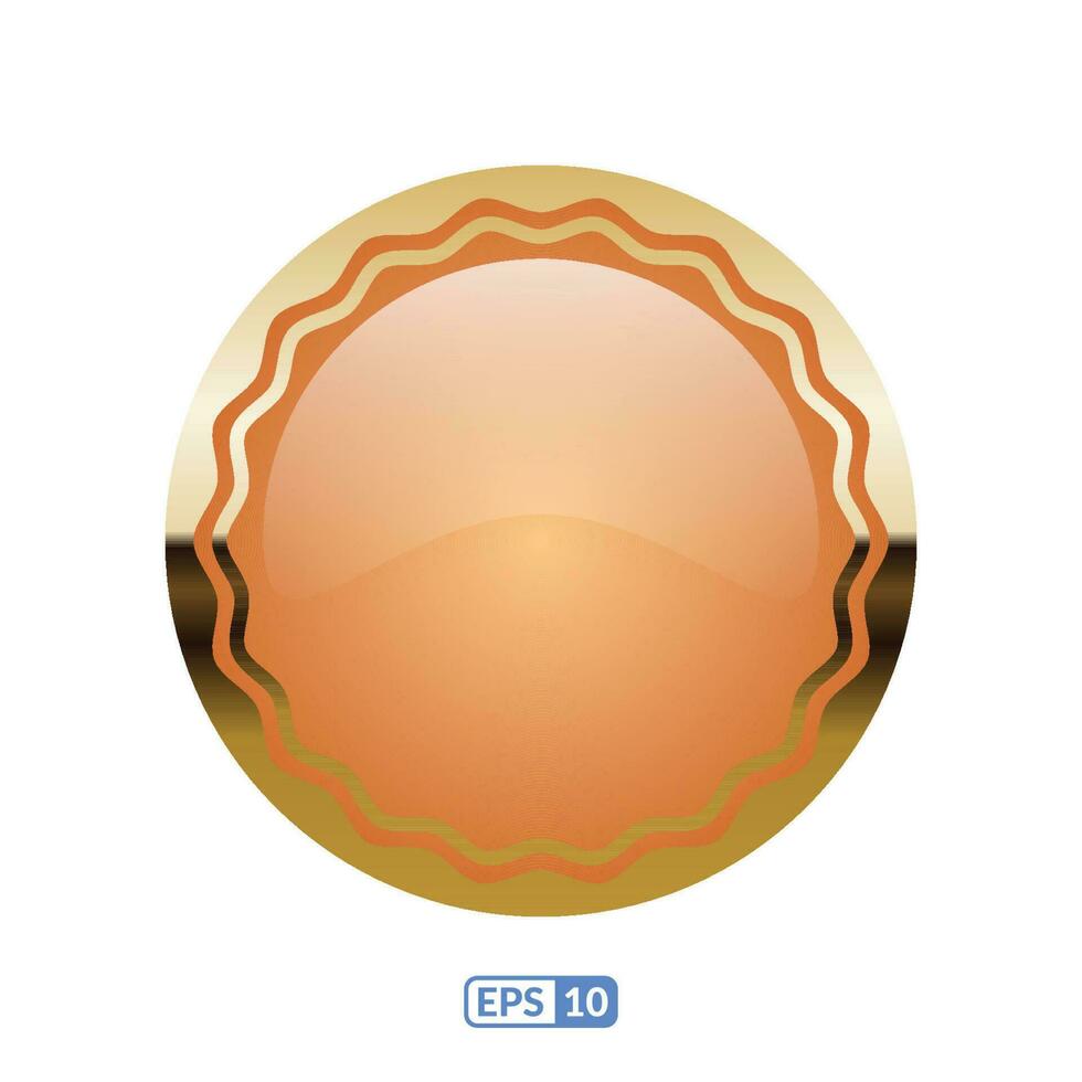 3D gold frame luxury pearl orange button. vector