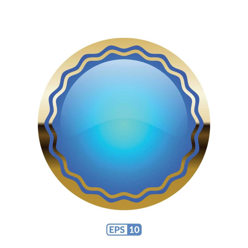 3d gold frame luxury royal blue button. vector