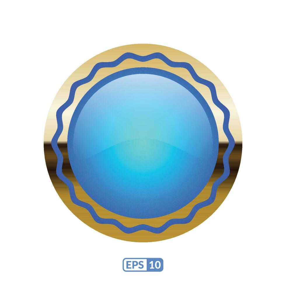 3d gold frame luxury royal blue badge, label. vector