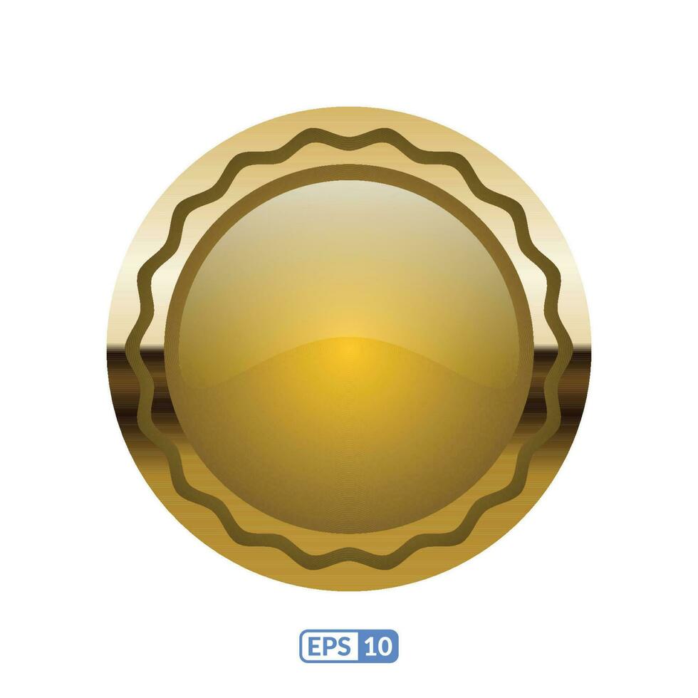 3d oro marco lujo profundo amarillo insignia, precio etiqueta. vector