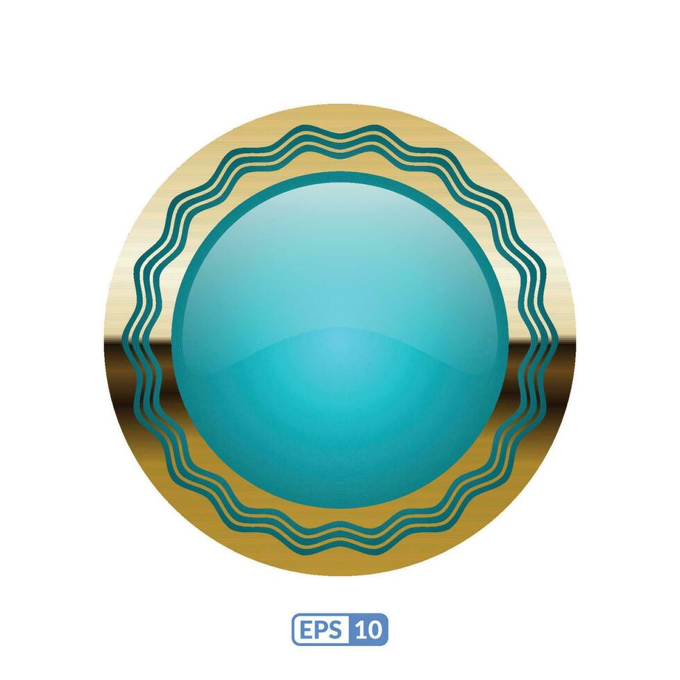 3d oro marco lujo cielo azul circulo insignia. vector