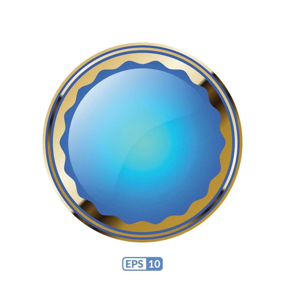 Gold frame glossy luxury royal blue button. vector