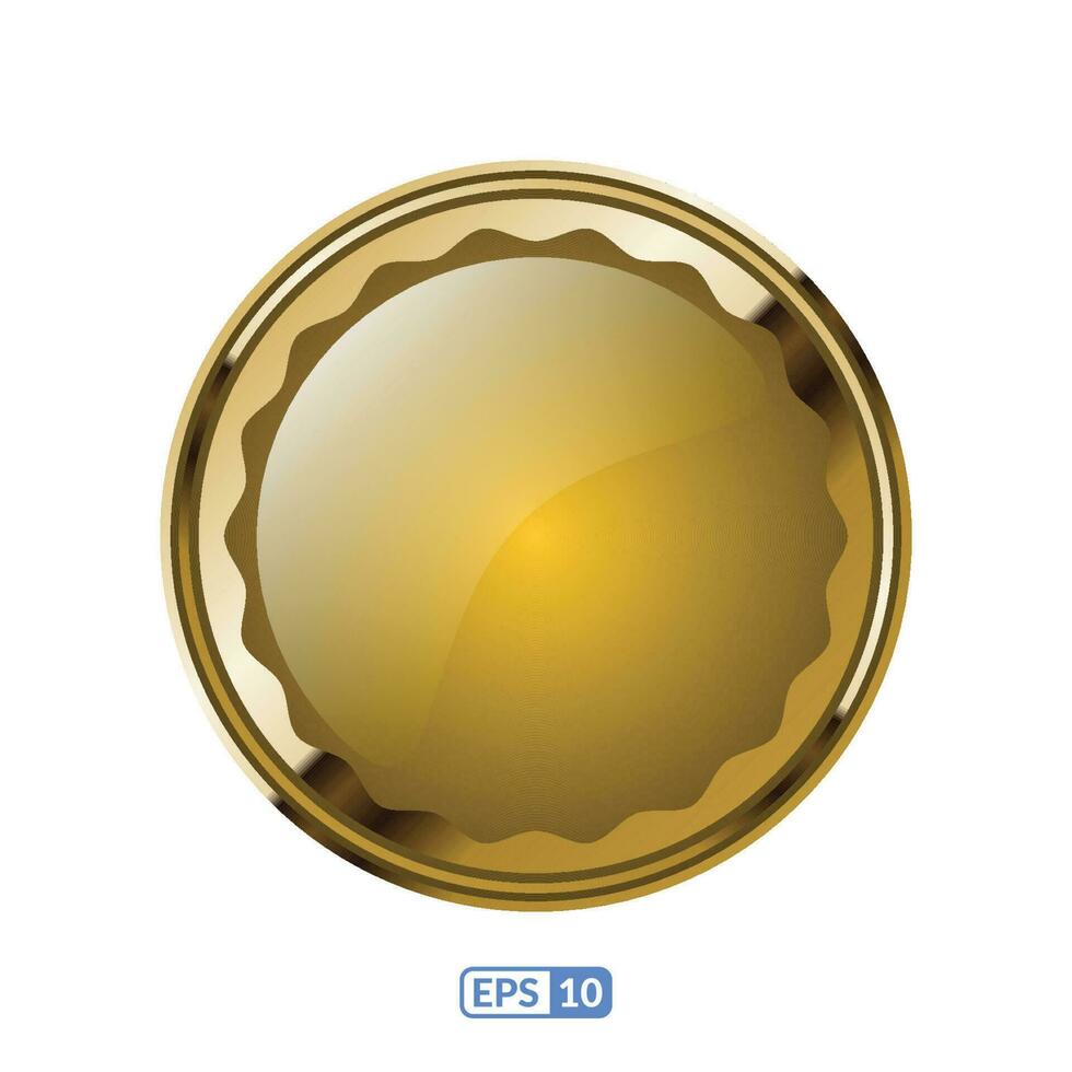 Gold frame glossy luxury deep yellow button. vector