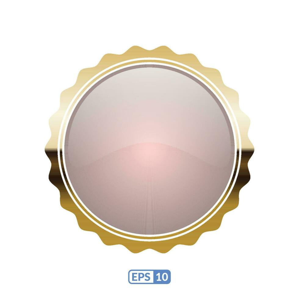 rayos de sol oro marco cremoso circulo botón. vector