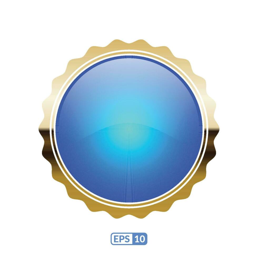 rayos de sol oro marco real azul circulo botón. vector