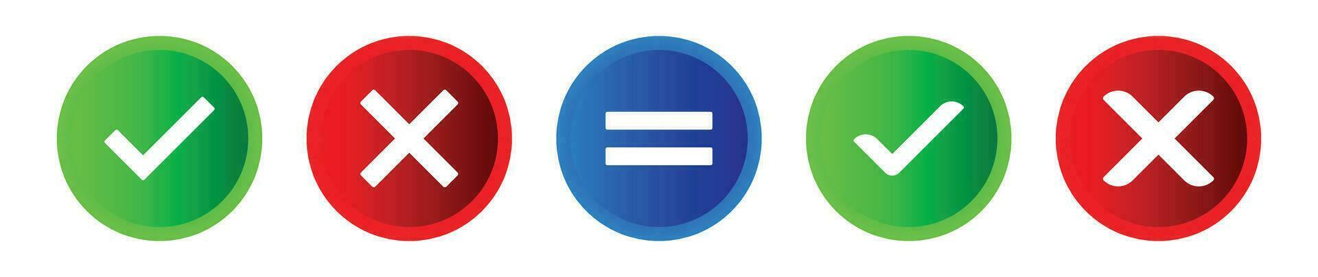 Checkmark, cross mark round color icon set EPS10. vector