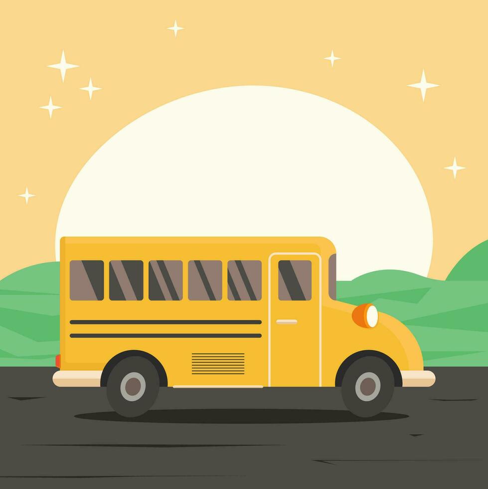 School bus on road with landscape vector