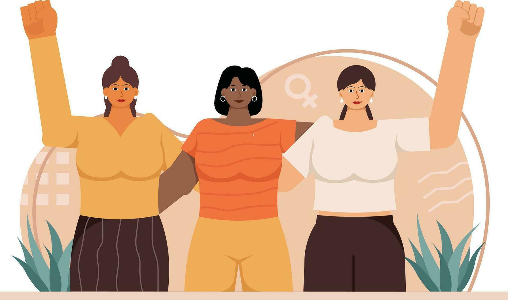 De las mujeres luchando para género igualdad ilustración vector