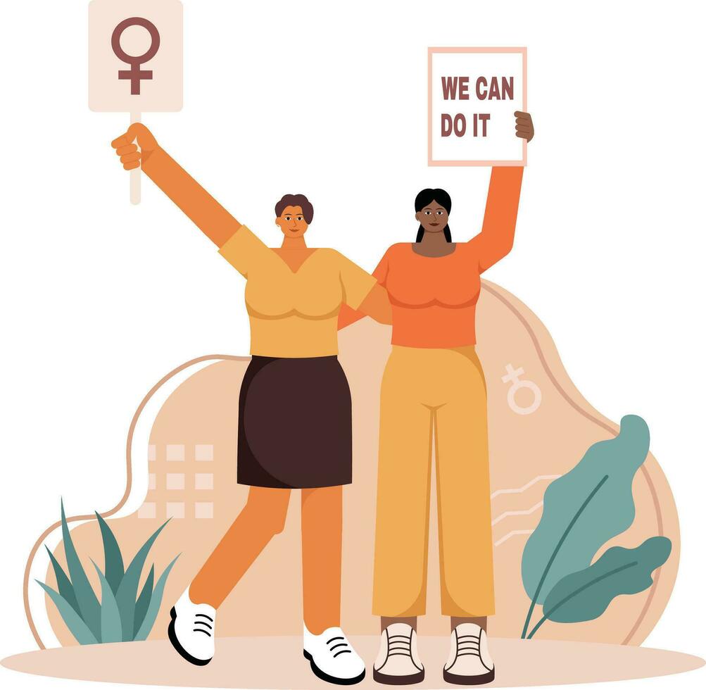 el futuro es De las mujeres igualdad ilustración vector