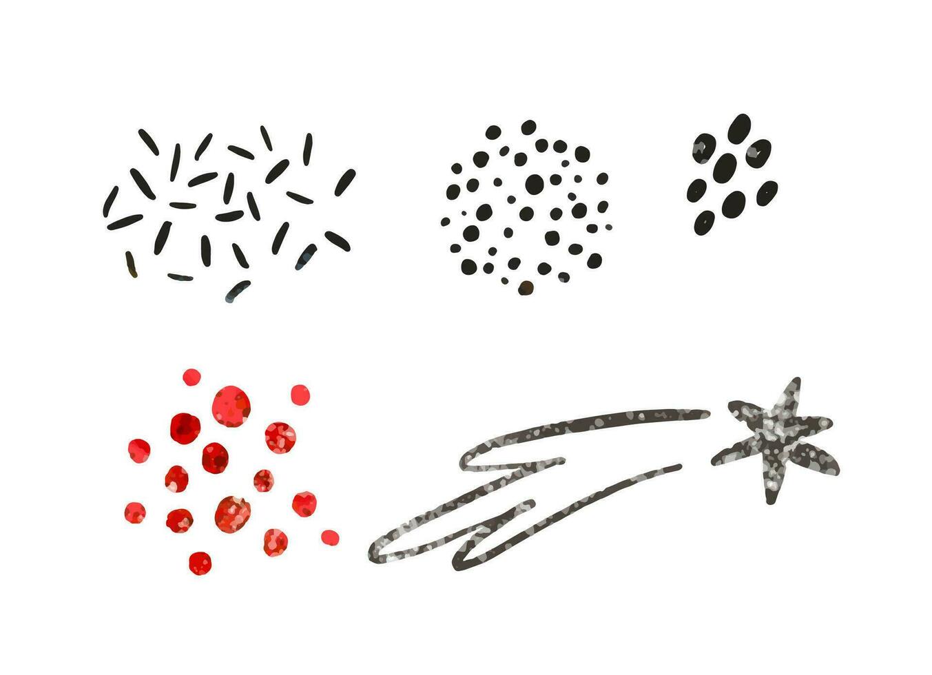 Space illustration in childish style. Set of cosmos elements such as rocket, stars, asteroids, ufo, Comets, moon, osteroid, stylized planets set. Cosmic set vector