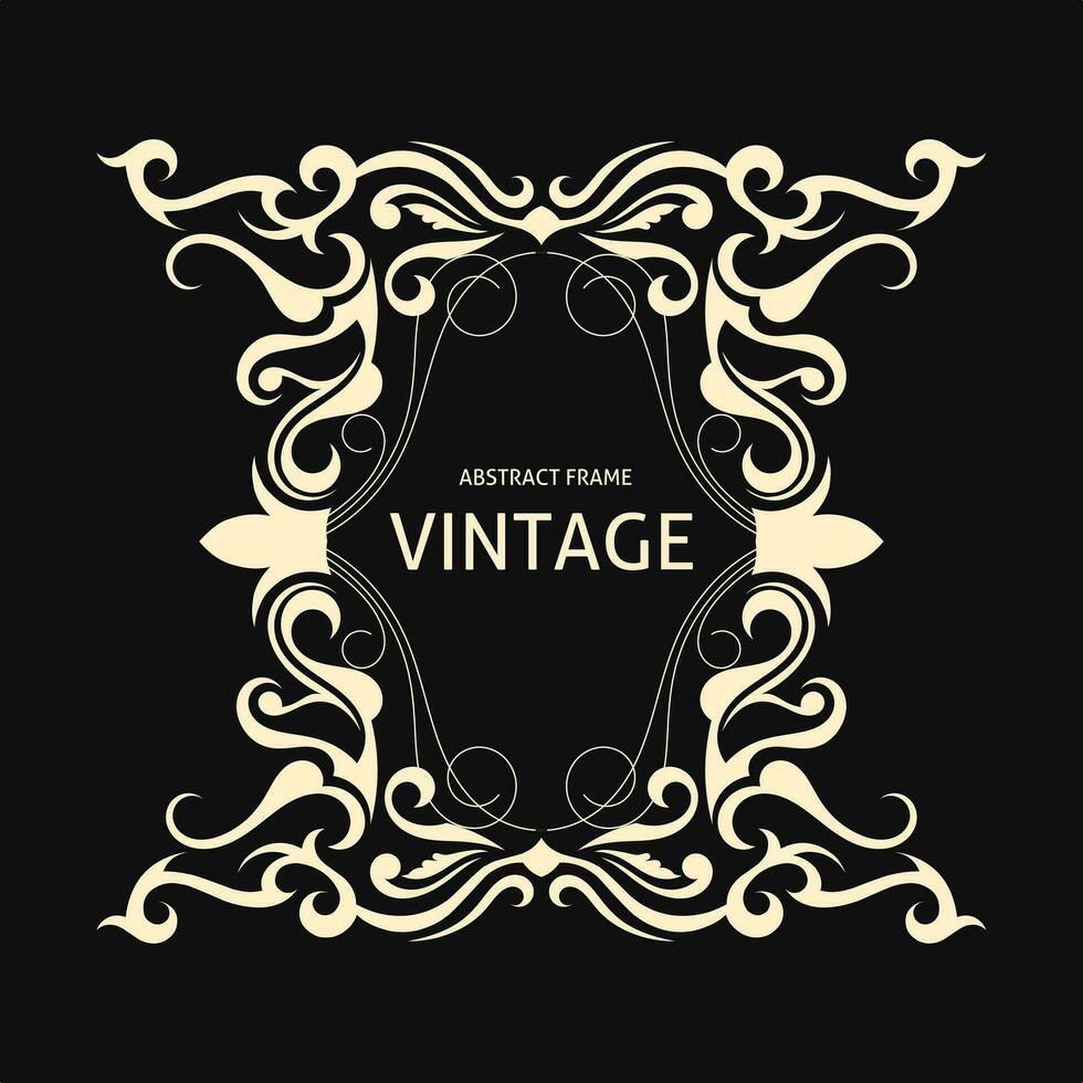 vintage frame with ornate design on black background vector